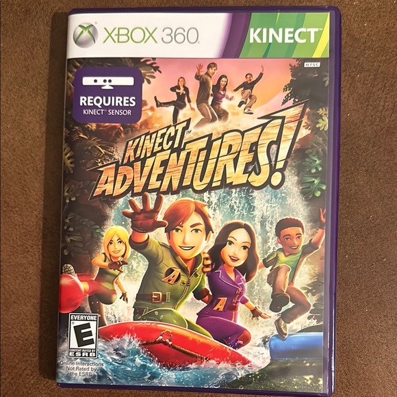 3/$15 XBOX 360 Kinect Adventures Game -Disc Purple Case Calibration Card Booklet - Picture 1 of 5
